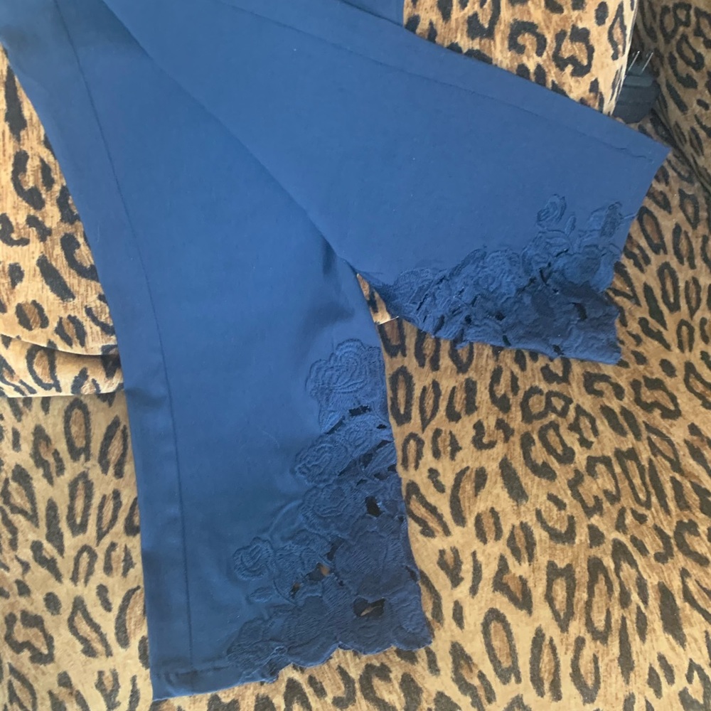 INC Navy Blue Capris Pants with Scallop bottom - Picture 2 of 5